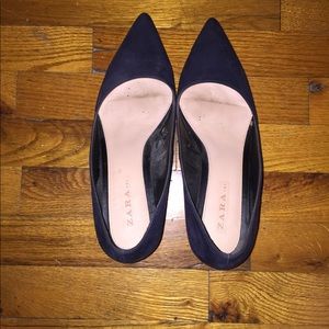 Zara navy block heels